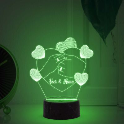 Couple Hand Soul Mate Acrylic Led Night lamp With Multicolored Light